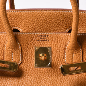 極美品 エルメス HERMES オータクロア 32 ハンドバッグ フィヨルド ナチュラルサブレ ゴールド金具 レディース □A刻印中古 4a000974