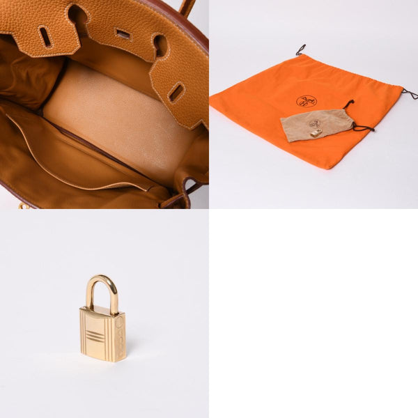 極美品 エルメス HERMES オータクロア 32 ハンドバッグ フィヨルド ナチュラルサブレ ゴールド金具 レディース □A刻印中古 4a000974