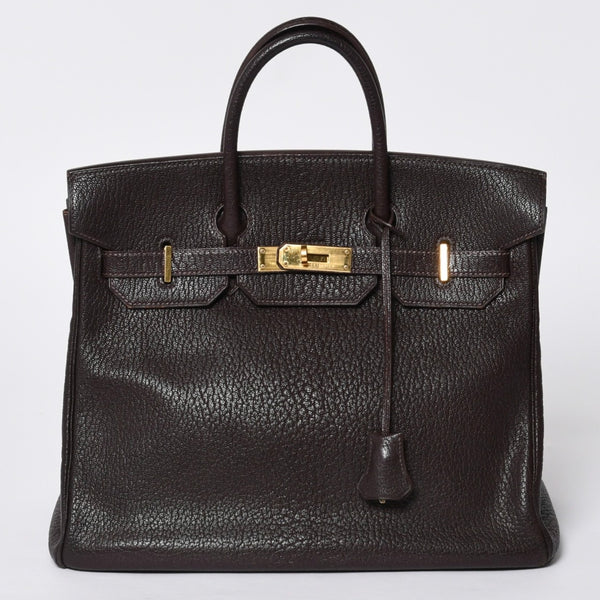 極美品 エルメス HERMES オータクロア 32 ハンドバッグ シェーブル ハバナ ゴールド金具 レディース □E刻印中古 4a000975