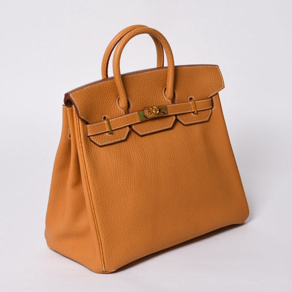 極美品 エルメス HERMES オータクロア 32 ハンドバッグ フィヨルド ナチュラルサブレ ゴールド金具 レディース □A刻印中古 4a000974