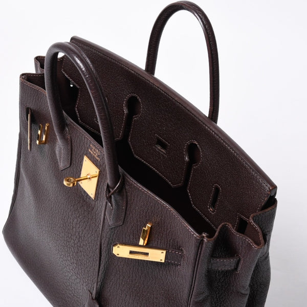 極美品 エルメス HERMES オータクロア 32 ハンドバッグ シェーブル ハバナ ゴールド金具 レディース □E刻印中古 4a000975