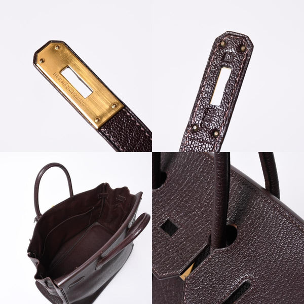 極美品 エルメス HERMES オータクロア 32 ハンドバッグ シェーブル ハバナ ゴールド金具 レディース □E刻印中古 4a000975
