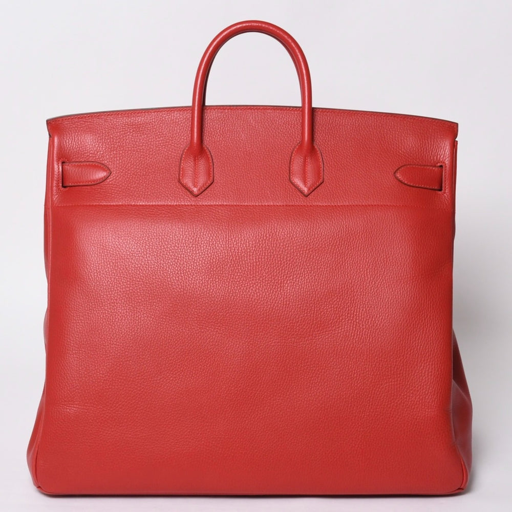 極美品 HERMES エルメス ハンドバッグ オータクロア50 クシュベル バーキン ブロンズ金具 レッド ○W刻印 中古 4a000978