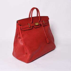 Very good condition HERMES Handbag Hautacroix 50 Couchevel Birkin Bronze hardware Red ○W stamp Used 4a000978