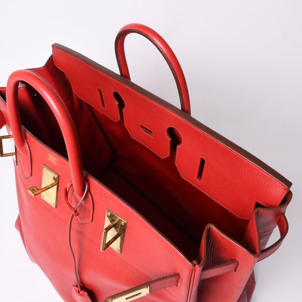 Very good condition HERMES Handbag Hautacroix 50 Couchevel Birkin Bronze hardware Red ○W stamp Used 4a000978