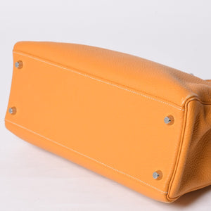 Very good condition HERMES Kelly 32 Inner stitching Yellow □P stamp Taurillon Clemence Silver hardware Handbag 2WAY Used 4a000778
