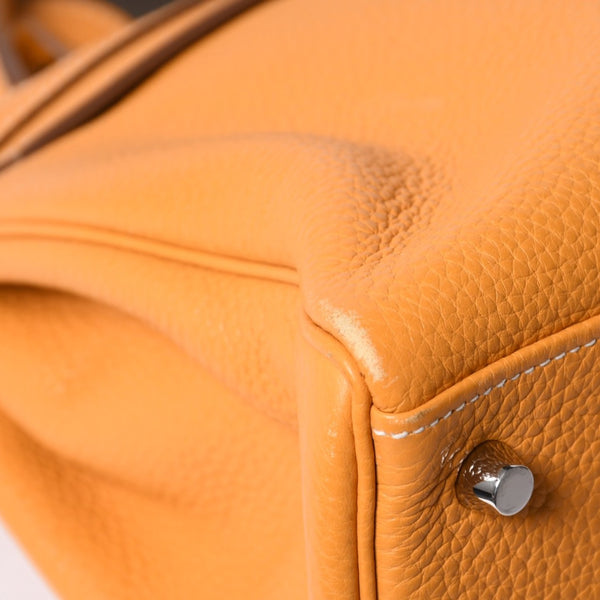Very good condition HERMES Kelly 32 Inner stitching Yellow □P stamp Taurillon Clemence Silver hardware Handbag 2WAY Used 4a000778