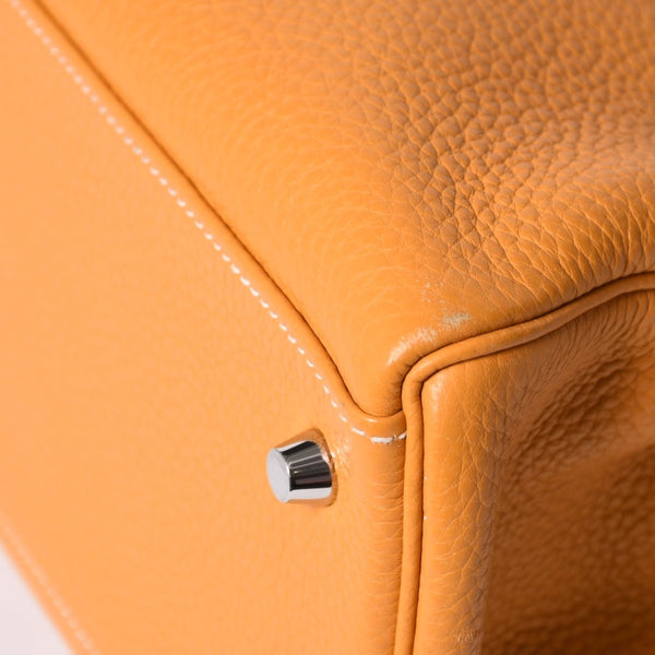 Very good condition HERMES Kelly 32 Inner stitching Yellow □P stamp Taurillon Clemence Silver hardware Handbag 2WAY Used 4a000778