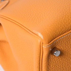 Very good condition HERMES Kelly 32 Inner stitching Yellow □P stamp Taurillon Clemence Silver hardware Handbag 2WAY Used 4a000778