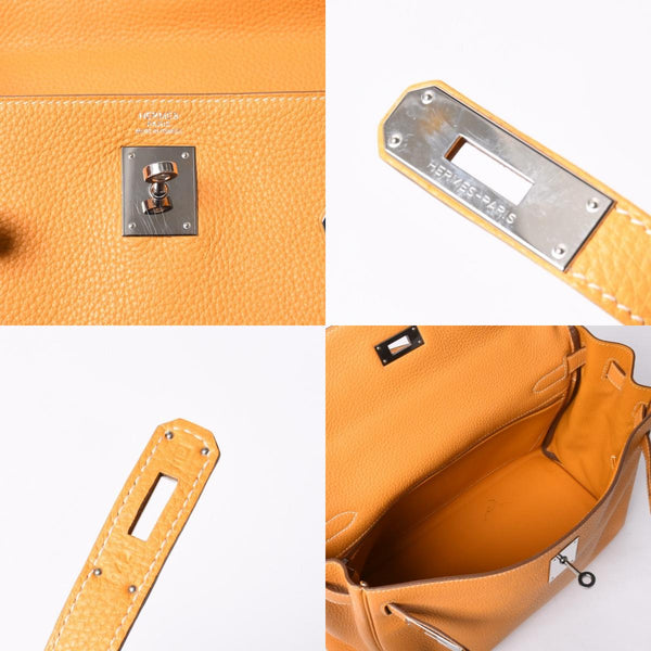 Very good condition HERMES Kelly 32 Inner stitching Yellow □P stamp Taurillon Clemence Silver hardware Handbag 2WAY Used 4a000778