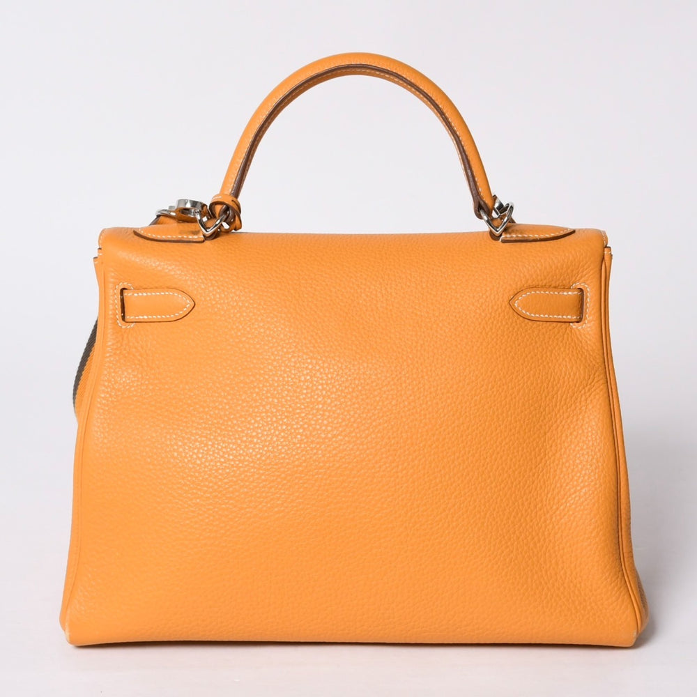 極美品 HERMES エルメス ケリー32 内縫い イエロー □P刻印 トリヨンクレマンス シルバー金具 ハンドバッグ 2WAY 中古 4a000778