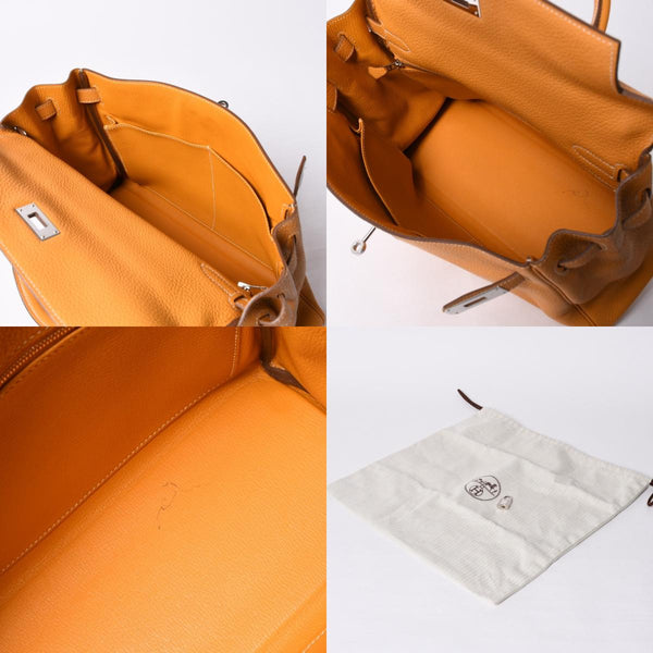 Very good condition HERMES Kelly 32 Inner stitching Yellow □P stamp Taurillon Clemence Silver hardware Handbag 2WAY Used 4a000778