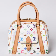極美品 LOUIS VUITTON ルイヴィトン プリシラ ハンドバッグ M40096 モノグラム マルチカラー ホワイト 村上隆 中古 4a000736