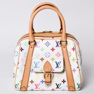 極美品 LOUIS VUITTON ルイヴィトン プリシラ ハンドバッグ M40096 モノグラム マルチカラー ホワイト 村上隆 中古 4a000736