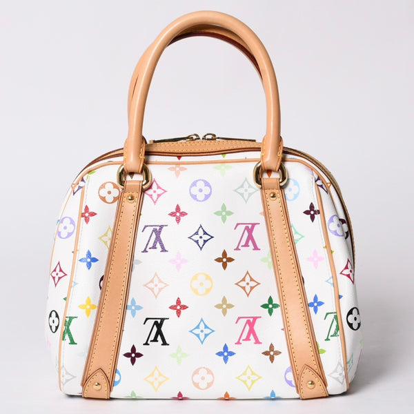 極美品 LOUIS VUITTON ルイヴィトン プリシラ ハンドバッグ M40096 モノグラム マルチカラー ホワイト 村上隆 中古 4a000736