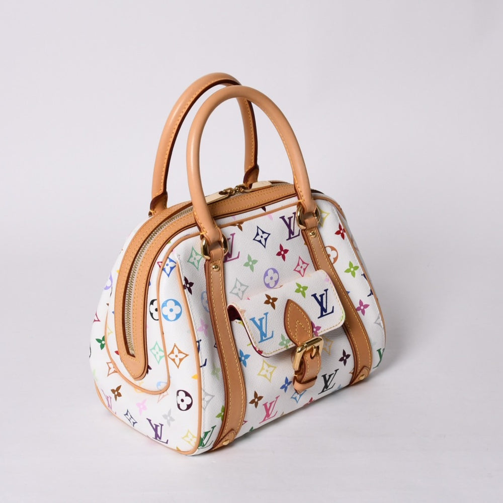 Very Good Condition LOUIS VUITTON Priscilla Handbag M40096 Monogram Multicolor White Takashi Murakami Used 4a000736