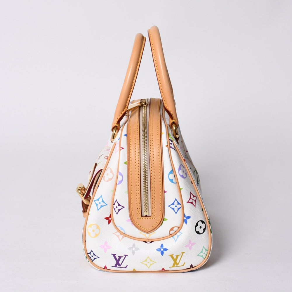 Very Good Condition LOUIS VUITTON Priscilla Handbag M40096 Monogram Multicolor White Takashi Murakami Used 4a000736