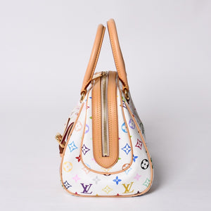 極美品 LOUIS VUITTON ルイヴィトン プリシラ ハンドバッグ M40096 モノグラム マルチカラー ホワイト 村上隆 中古 4a000736