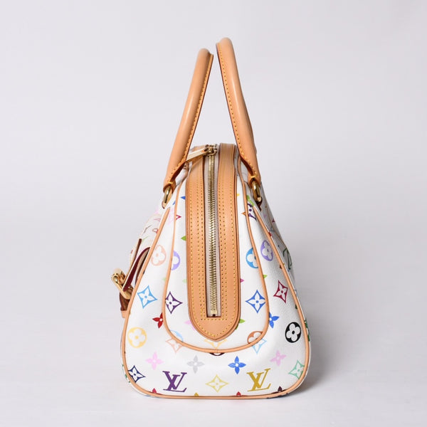 極美品 LOUIS VUITTON ルイヴィトン プリシラ ハンドバッグ M40096 モノグラム マルチカラー ホワイト 村上隆 中古 4a000736
