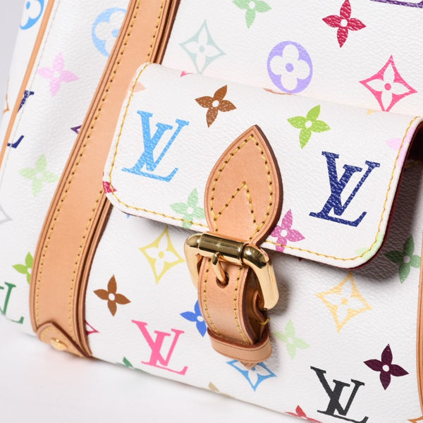 極美品 LOUIS VUITTON ルイヴィトン プリシラ ハンドバッグ M40096 モノグラム マルチカラー ホワイト 村上隆 中古 4a000736