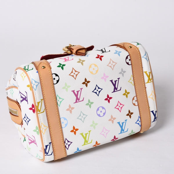 極美品 LOUIS VUITTON ルイヴィトン プリシラ ハンドバッグ M40096 モノグラム マルチカラー ホワイト 村上隆 中古 4a000736
