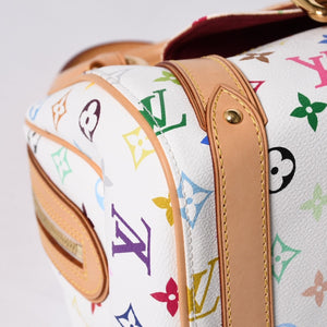 極美品 LOUIS VUITTON ルイヴィトン プリシラ ハンドバッグ M40096 モノグラム マルチカラー ホワイト 村上隆 中古 4a000736