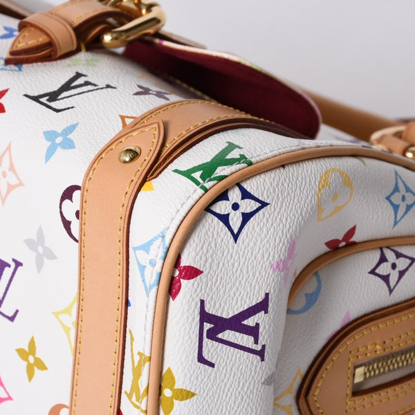 極美品 LOUIS VUITTON ルイヴィトン プリシラ ハンドバッグ M40096 モノグラム マルチカラー ホワイト 村上隆 中古 4a000736
