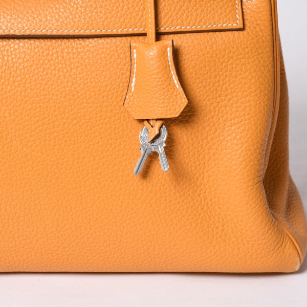Very good condition HERMES Kelly 32 Inner stitching Yellow □P stamp Taurillon Clemence Silver hardware Handbag 2WAY Used 4a000778