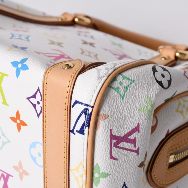 極美品 LOUIS VUITTON ルイヴィトン プリシラ ハンドバッグ M40096 モノグラム マルチカラー ホワイト 村上隆 中古 4a000736