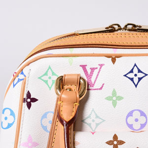極美品 LOUIS VUITTON ルイヴィトン プリシラ ハンドバッグ M40096 モノグラム マルチカラー ホワイト 村上隆 中古 4a000736