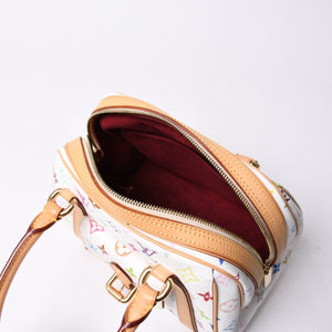 極美品 LOUIS VUITTON ルイヴィトン プリシラ ハンドバッグ M40096 モノグラム マルチカラー ホワイト 村上隆 中古 4a000736
