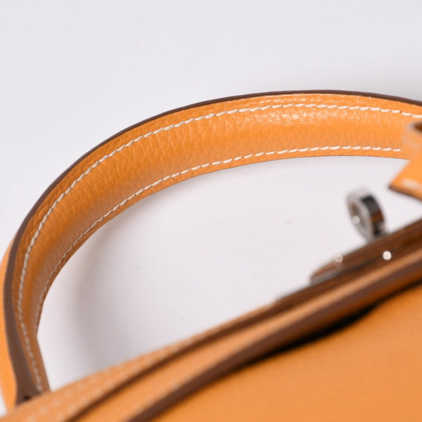 Very good condition HERMES Kelly 32 Inner stitching Yellow □P stamp Taurillon Clemence Silver hardware Handbag 2WAY Used 4a000778