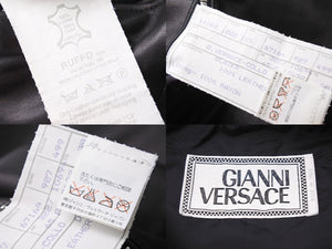 GIANNI VERSACE ジャンヌヴェルサーチ シングル ライダースジャケット ラムスキン ブラック サイズ38 美品 中古 50041