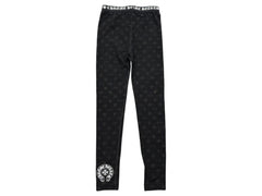 新品未使用 CHROME HEARTS クロムハーツ ホースシュー レギンス ボトムス 総柄 ブラック ホワイト コットン サイズXS 中古 4b005023