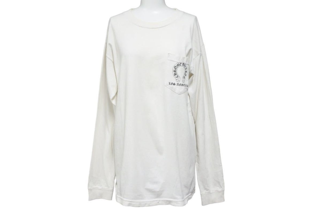 CHROME HEARTS クロムハーツ 長袖Ｔシャツ カットソー サイズM ロゴ入り ホワイト コットン 良品 中古 50270 –  Casanova Vintage