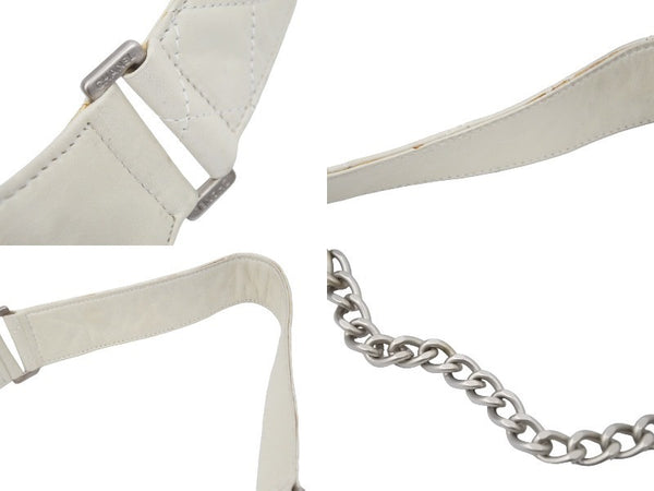 CHANEL シャネル レザーベスト ヴィンテージ ココマーク 8番台 2003年 マトラッセ ラムスキン ホワイト シルバー 美品 中古 50692