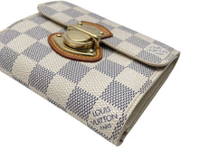 Load image into Gallery viewer, LOUIS VUITTON ルイヴィトン ポルトフォイユ ジョイ 三つ折り財布 N60030 ダミエ アズール ホワイト グレー PVC 美品 中古 65076