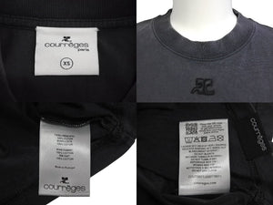 courreges paris クレージュ 半袖Tシャツ クロップド XS 223JTS077JS00719071 グレー コットン 美品 中古 50807