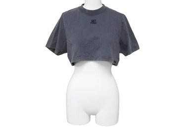 courreges paris クレージュ 半袖Tシャツ クロップド XS 223JTS077JS00719071 グレー コットン 美品 中古 50807