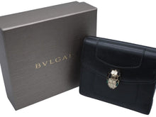 画像をギャラリービューアに読み込む, BVLGARI ブルガリ 二つ折り財布 セルペンティ フォーエバー レザー ブラック グリーン ゴールド金具 良品 中古 50820