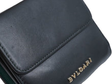 画像をギャラリービューアに読み込む, BVLGARI ブルガリ 二つ折り財布 セルペンティ フォーエバー レザー ブラック グリーン ゴールド金具 良品 中古 50820