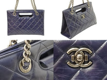 画像をギャラリービューアに読み込む, CHANEL シャネル ボーイシャネル ココマーク 2WAYチェーンショルダーバッグ 23番台 レザー ネイビー シルバー 美品 中古 51006
