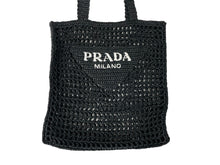 Load image into Gallery viewer, 新品同様品 PRADA プラダ ラフィア トートバッグ カゴバッグ1BG393 ストロー ウィッカー ブラック ホワイト 中古 51080