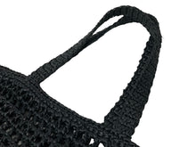 Load image into Gallery viewer, 新品同様品 PRADA プラダ ラフィア トートバッグ カゴバッグ1BG393 ストロー ウィッカー ブラック ホワイト 中古 51080