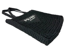 Load image into Gallery viewer, 新品同様品 PRADA プラダ ラフィア トートバッグ カゴバッグ1BG393 ストロー ウィッカー ブラック ホワイト 中古 51080