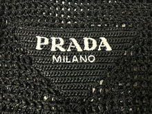 Load image into Gallery viewer, 新品同様品 PRADA プラダ ラフィア トートバッグ カゴバッグ1BG393 ストロー ウィッカー ブラック ホワイト 中古 51080