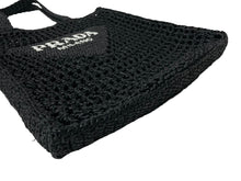 Load image into Gallery viewer, 新品同様品 PRADA プラダ ラフィア トートバッグ カゴバッグ1BG393 ストロー ウィッカー ブラック ホワイト 中古 51080