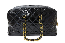 画像をギャラリービューアに読み込む, CHANEL シャネル マトラッセ エナメル チェーン ボストンバッグ 2番台 ブラック 黒 ゴールド金具 ココマーク 中古 51143