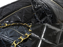 画像をギャラリービューアに読み込む, CHANEL シャネル マトラッセ エナメル チェーン ボストンバッグ 2番台 ブラック 黒 ゴールド金具 ココマーク 中古 51143