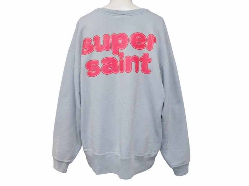 New and unused SAINT Mxxxxxx St. Michael crew neck sweatshirt SM-YS1-0000-038 Blue Cotton Size S Used 4b005120